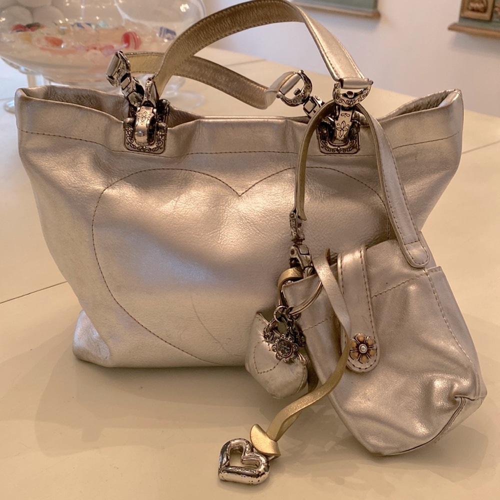 Silver leather Brighton Heart handbag.